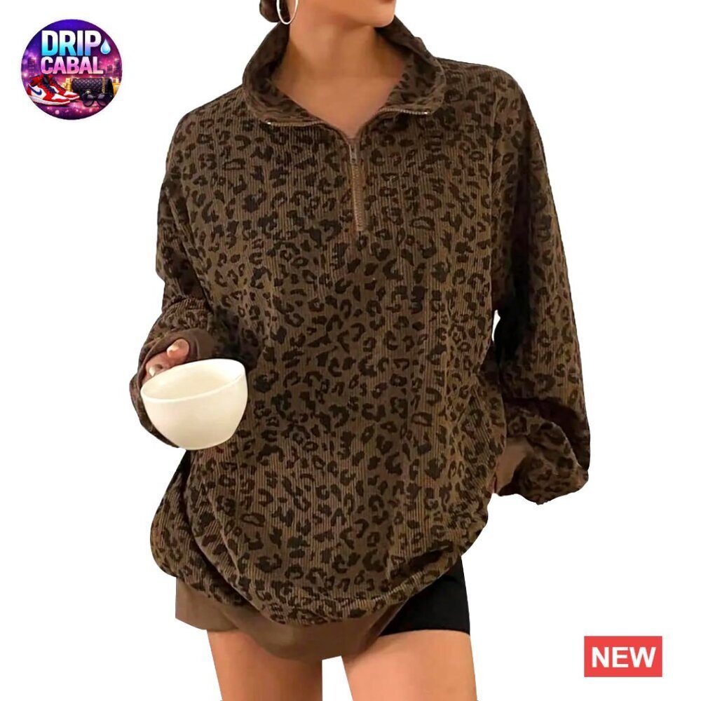 Plus Size Quarter Zip Pullover Oversized Sweatshirt Streetwear Y2K Chic